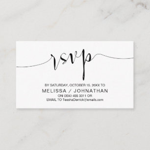 Wedding Calligraphy, Black  Script, Dinner RSVP Enclosure Card