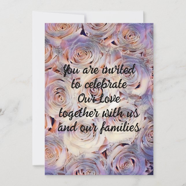 Wedding Calligraphy Delicate Blush Purple Roses Invitation (Front)