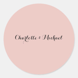 Wedding Calligraphy Elegant Rose Gold Plain Name Classic Round Sticker