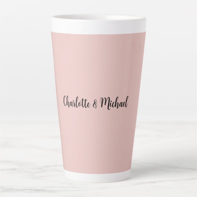 Wedding Calligraphy Elegant Rose Gold Plain Name Latte Mug (Front)