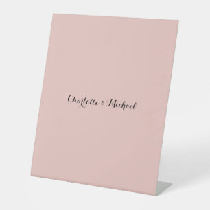 Wedding Calligraphy Elegant Rose Gold Plain Name Pedestal Sign