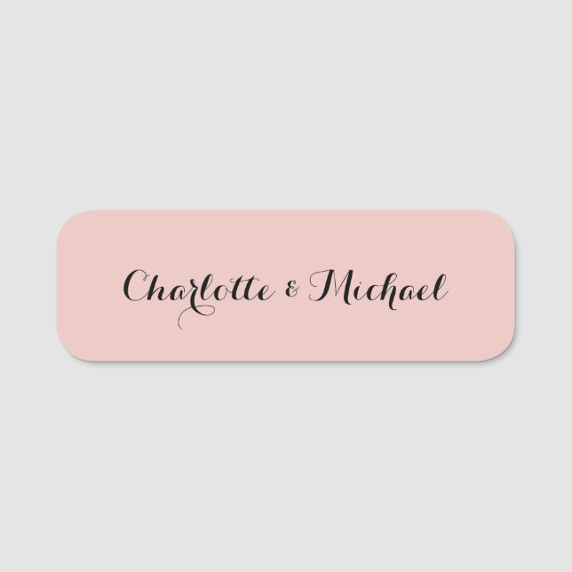 Wedding Calligraphy Elegant Rose Gold Plain Name Tag (Front)