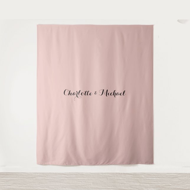 Wedding Calligraphy Elegant Rose Gold Plain Name Tapestry (Front)