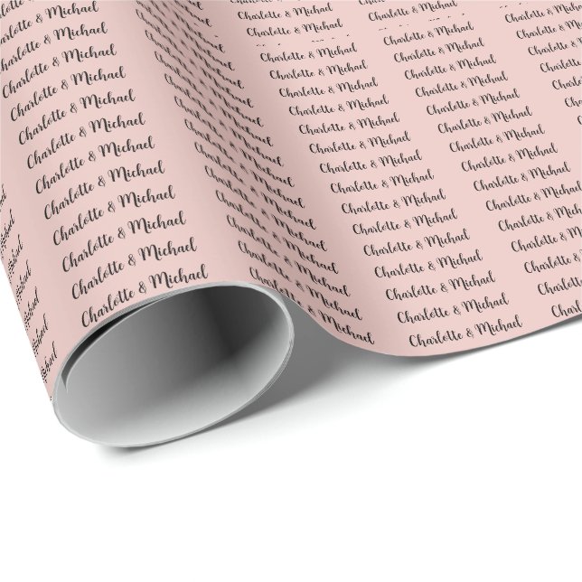 Wedding Calligraphy Elegant Rose Gold Plain Name Wrapping Paper (Roll Corner)