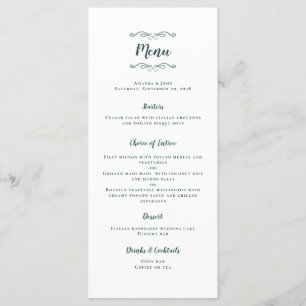 Wedding Calligraphy Emerald Green Dinner Party Menu