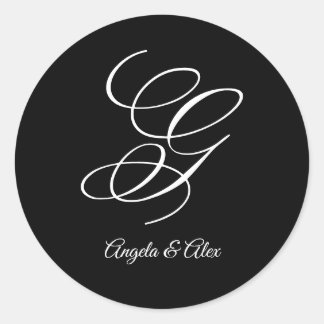 Wedding Calligraphy Fancy Letter G Monogram Classic Round Sticker