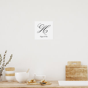 Wedding Calligraphy Fancy Letter H Monogram Poster