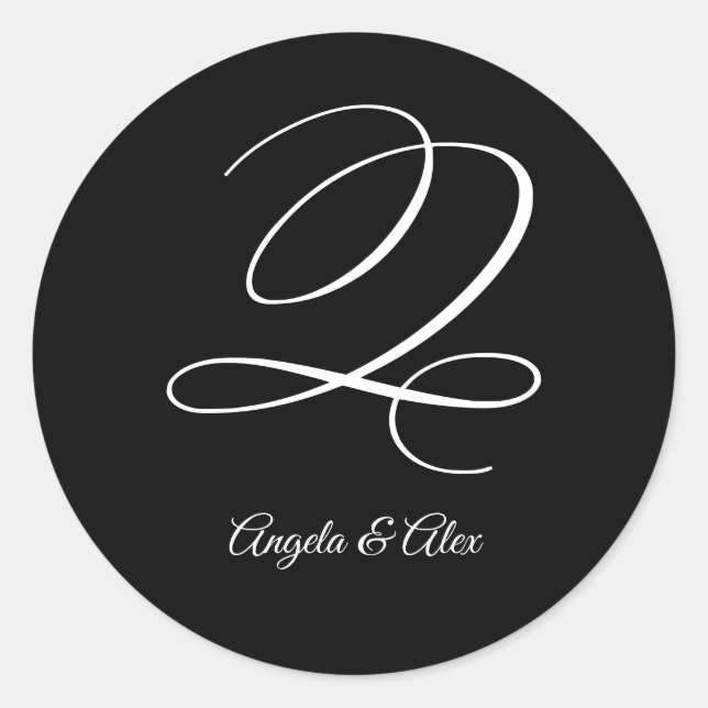 Wedding Calligraphy Fancy Letter Q Monogram Classic Round Sticker (Front)