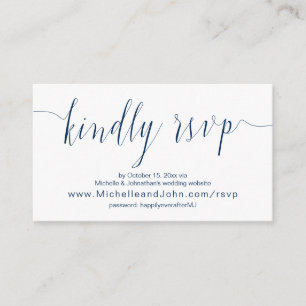 Wedding Calligraphy, Navy Blue, Online Dinner RSVP Enclosure Card