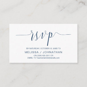 Wedding Calligraphy, Navy Blue Script, Dinner RSVP Enclosure Card