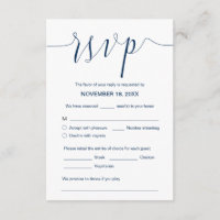 Wedding Calligraphy, Navy Blue script, Dinner RSVP