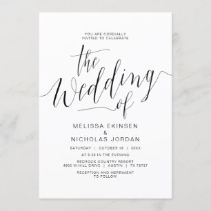 Wedding Calligraphy, Simple Black Casual Invitation