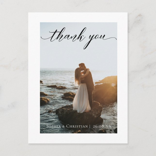 Wedding Calligraphy Thank you Photo Card Postcard (Front)