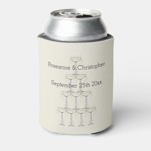 Wedding Can Cooler Champagne Glasses (Can Back)