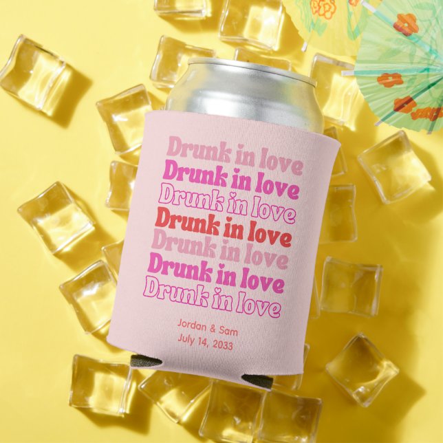 Wedding Can Cooler Favour Drunk in Love Pink (In Situ Summer)