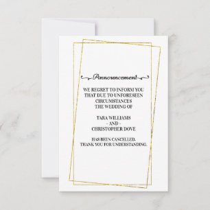 Wedding Cancellation Announcement Cards