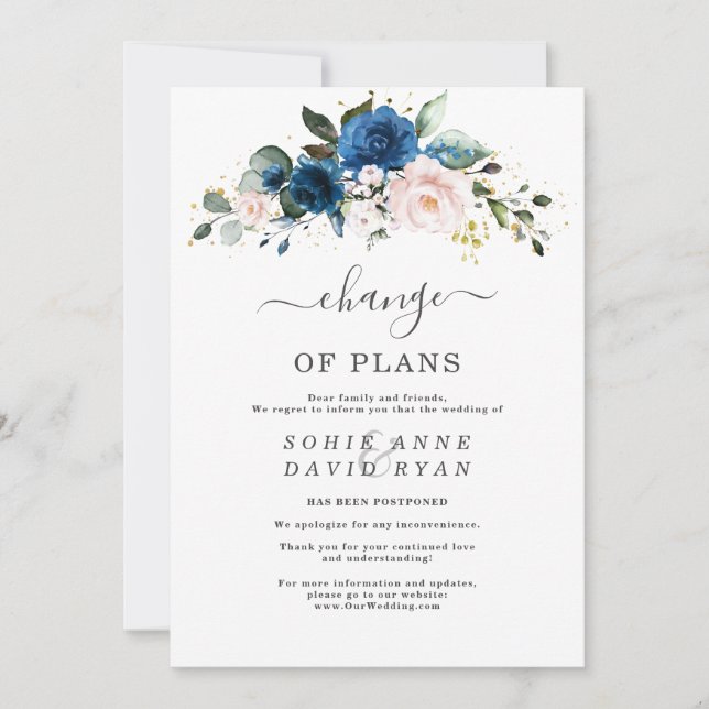 Wedding Cancellation Announcement Change Of Plans (Front)