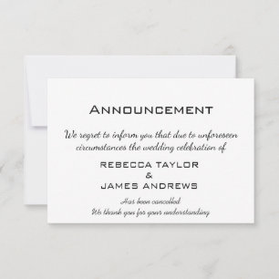 Wedding Cancellation Announcement Message