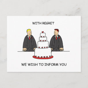 Wedding Cancellation Male Couple Postcard