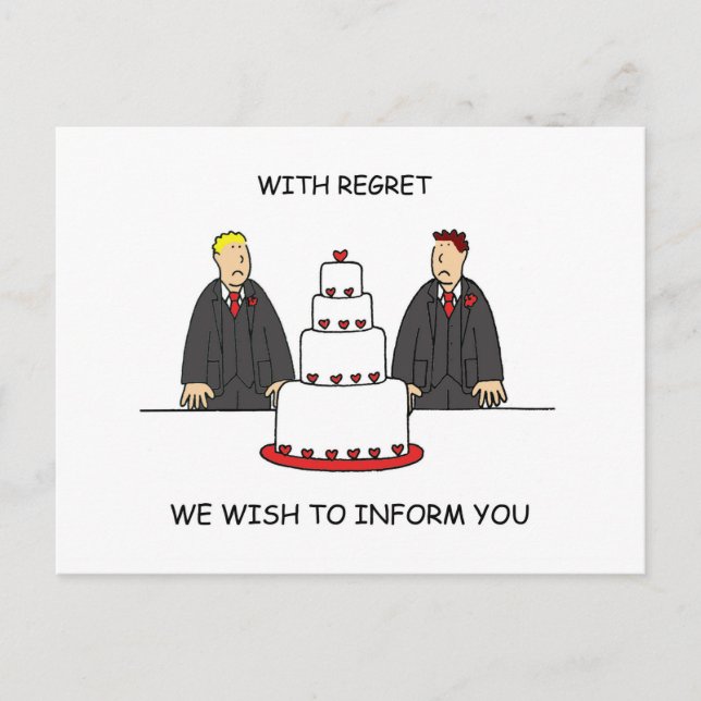 Wedding Cancellation Male Couple Postcard (Front)