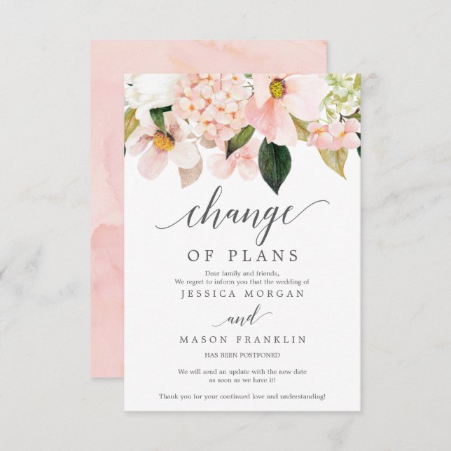 Wedding Cancellation - Postponed - Change of Plans Invitation (Front/Back)