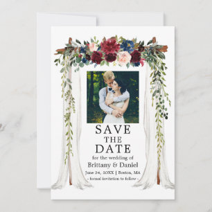 Wedding Canopy Watercolor Floral Photo Save The Date