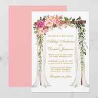 Wedding Canopy Watercolor Floral Pink Blush Gold
