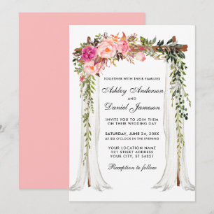 Wedding Canopy Watercolor Floral Pink Blush Invitation
