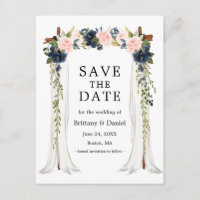 Wedding Canopy Watercolor Pink Dusty Blue Floral