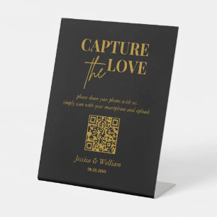 Wedding Capture The Love Photo Share QR Code  Pedestal Sign