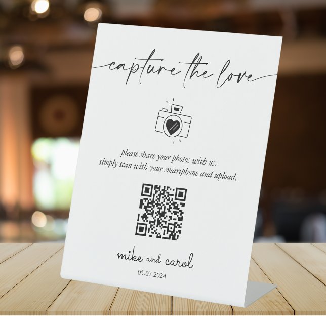 Wedding Capture The Love Photo Share QR Code Sign (Creator Uploaded)