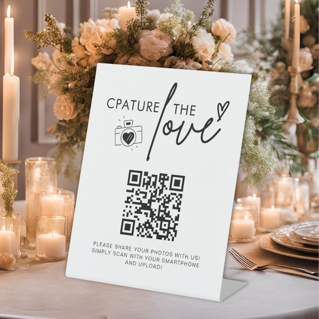 Wedding Capture The Love Photo Share QR Code Sign (Creator Uploaded)