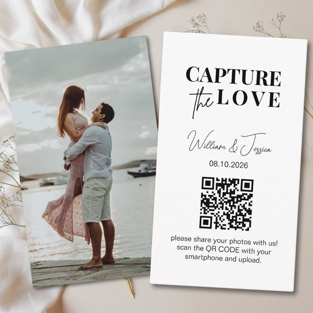 Wedding Capture The Love | Photo Sharing QR Code Enclosure Card (Creator Uploaded)