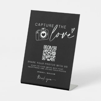 Wedding Capture The Love | Photo Sharing QR Code Pedestal Sign