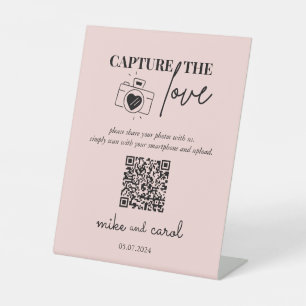 Wedding Capture The Love   Photo Sharing QR Code Pedestal Sign