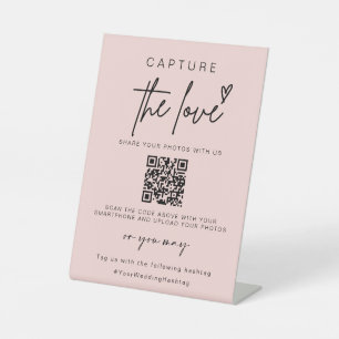 Wedding Capture The Love   Photo Sharing QR Code  Pedestal Sign
