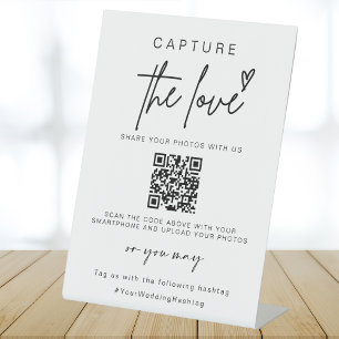 Wedding Capture The Love Photo Sharing QR Code Pedestal Sign