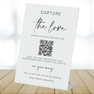 Wedding Capture The Love   Photo Sharing QR Code  Pedestal Sign