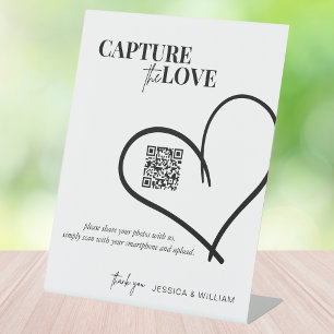 Wedding Capture The Love   Photo Sharing QR Code  Pedestal Sign