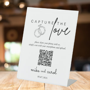 Wedding Capture The Love   Photo Sharing QR Code Pedestal Sign
