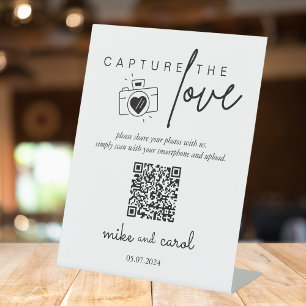 Wedding Capture The Love   Photo Sharing QR Code Pedestal Sign