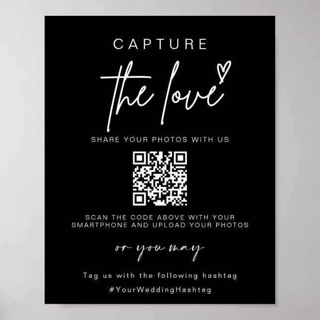 Wedding Capture The Love | Photo Sharing QR Code  Poster (Front)