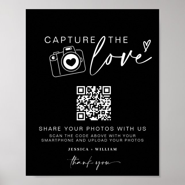 Wedding Capture The Love | Photo Sharing QR Code  Poster (Front)
