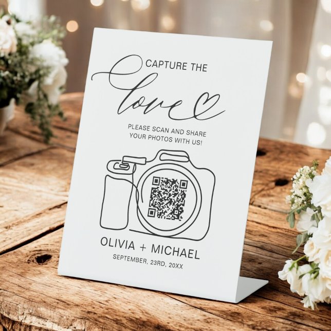 Wedding Capture The Love QR Code Photo Share  Pedestal Sign (Creator Uploaded)