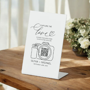 Wedding Capture The Love QR Code Photo Share  Pedestal Sign