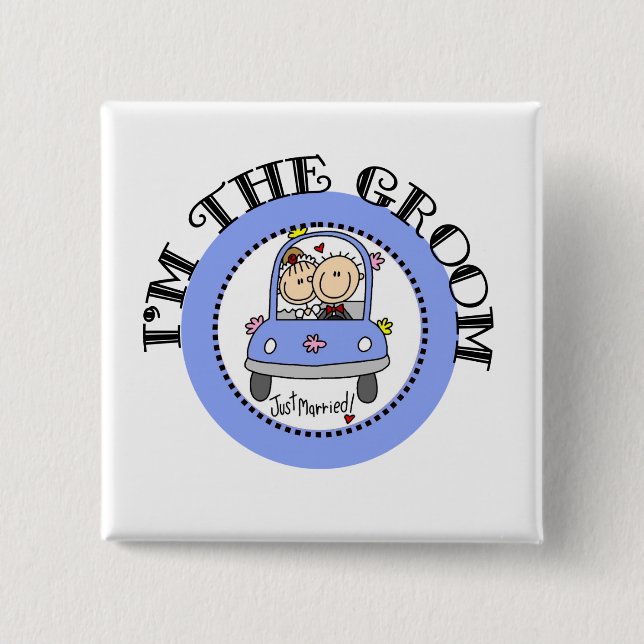 Wedding Car Groom 15 Cm Square Badge (Front)