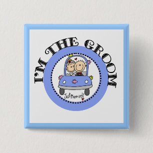 Wedding Car Groom 15 Cm Square Badge