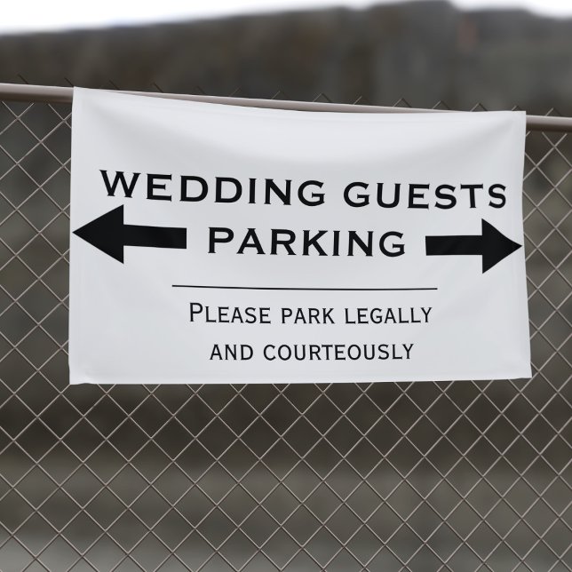 Wedding Car Parking Directional Arrow Banner (Customize this parking banner by removing arrows as you wish and change the text too)