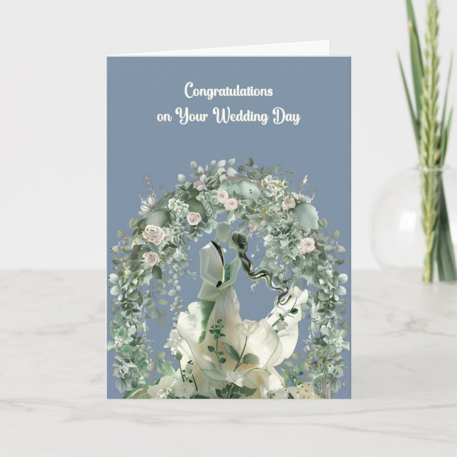 Wedding Card Bride and Groom Green & Blue (Front)