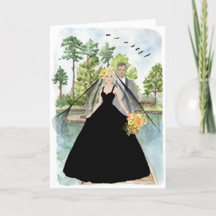 Wedding Card for Bride and Groom in Black